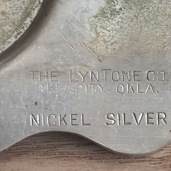 Vintage The Lyntone Co Oklahoma Nickel Silver Belt Buckle Cowboy Western Saddle - Picture 3 of 17